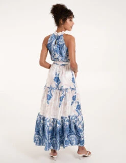 Paisley Floral Occasion Dress -Moda Ulla Shop BV3983 BLUEIVORY 4