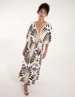 Swirl Feather Print Tassel Dress -Moda Ulla Shop BV4001IT003 134519