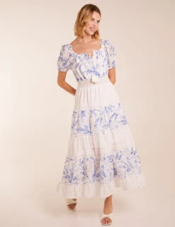 Crochet Printed Tassel Round Neck Maxi Dress -Moda Ulla Shop BV5097002 127757