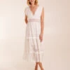 Angel Sleeve Tiered Maxi Dress