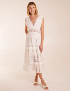 Angel Sleeve Tiered Maxi Dress