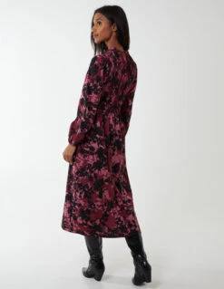 Shirred Bust Wrap Midi Dress 11 Shirred Bust Wrap Midi Dress -Moda Ulla Shop NL222867 PINK 21