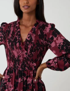 Shirred Bust Wrap Midi Dress 9 Shirred Bust Wrap Midi Dress -Moda Ulla Shop NL222867 PINK 22