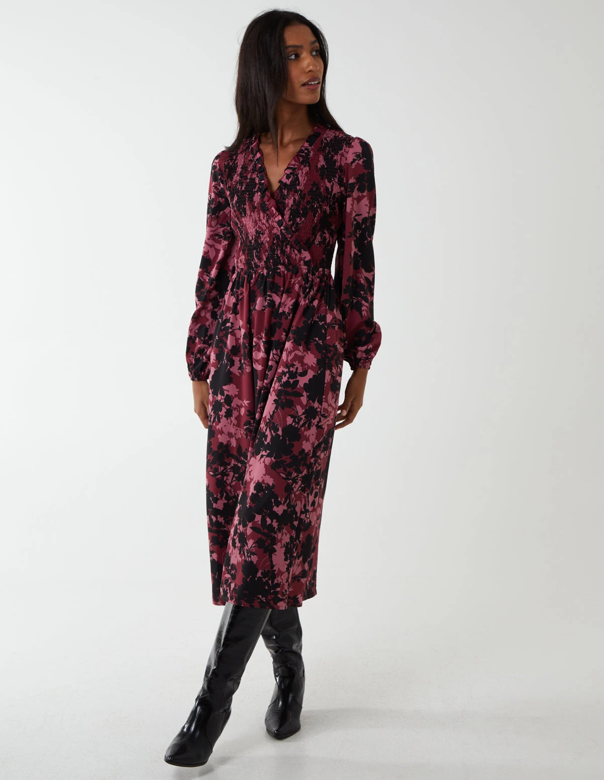 Shirred Bust Wrap Midi Dress 6 Shirred Bust Wrap Midi Dress - Image 4
