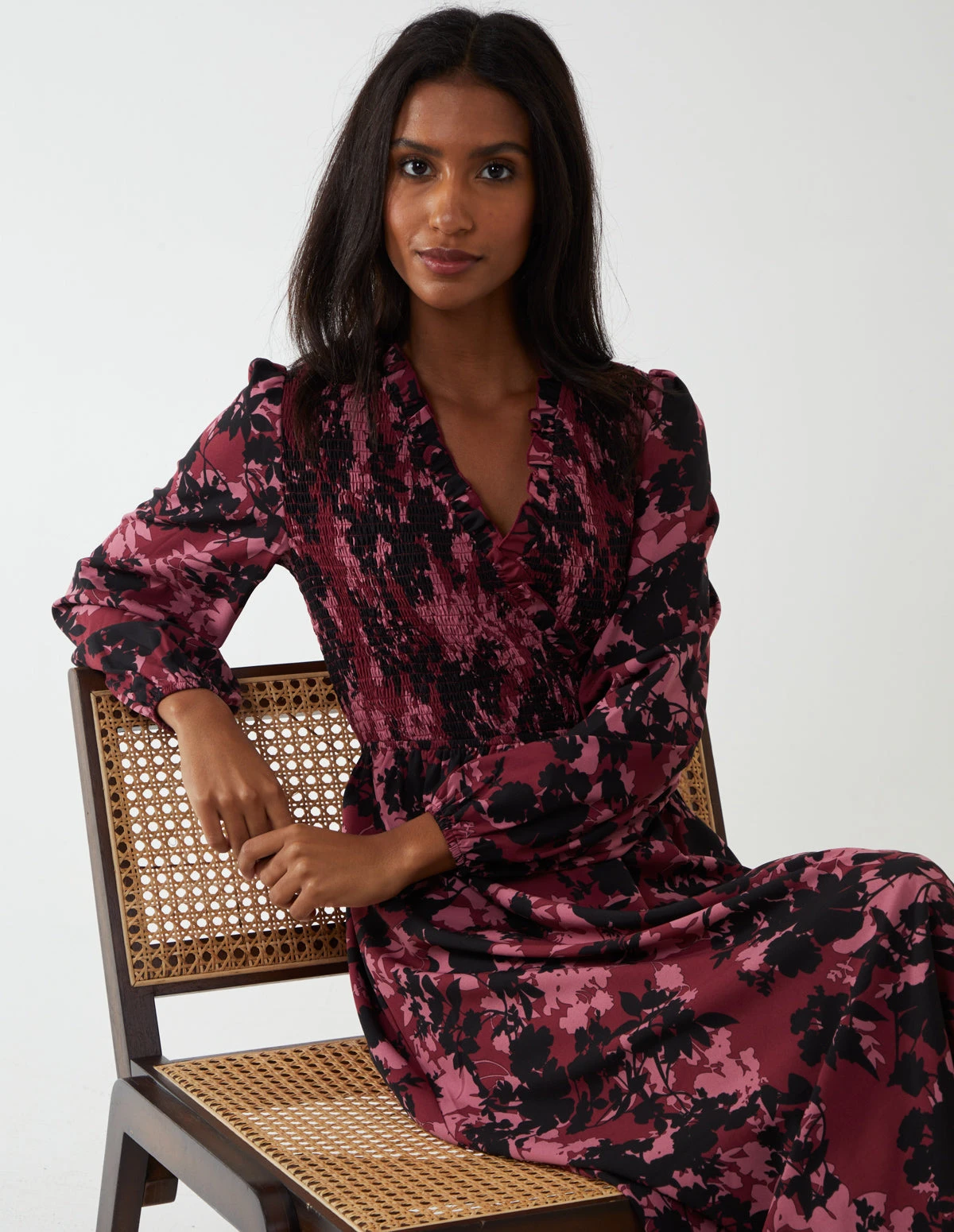 Shirred Bust Wrap Midi Dress 4 Shirred Bust Wrap Midi Dress - Image 2