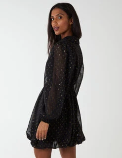 Shirred Waist & Puff Hem Shirt Dress -Moda Ulla Shop NL222888 LACK 36