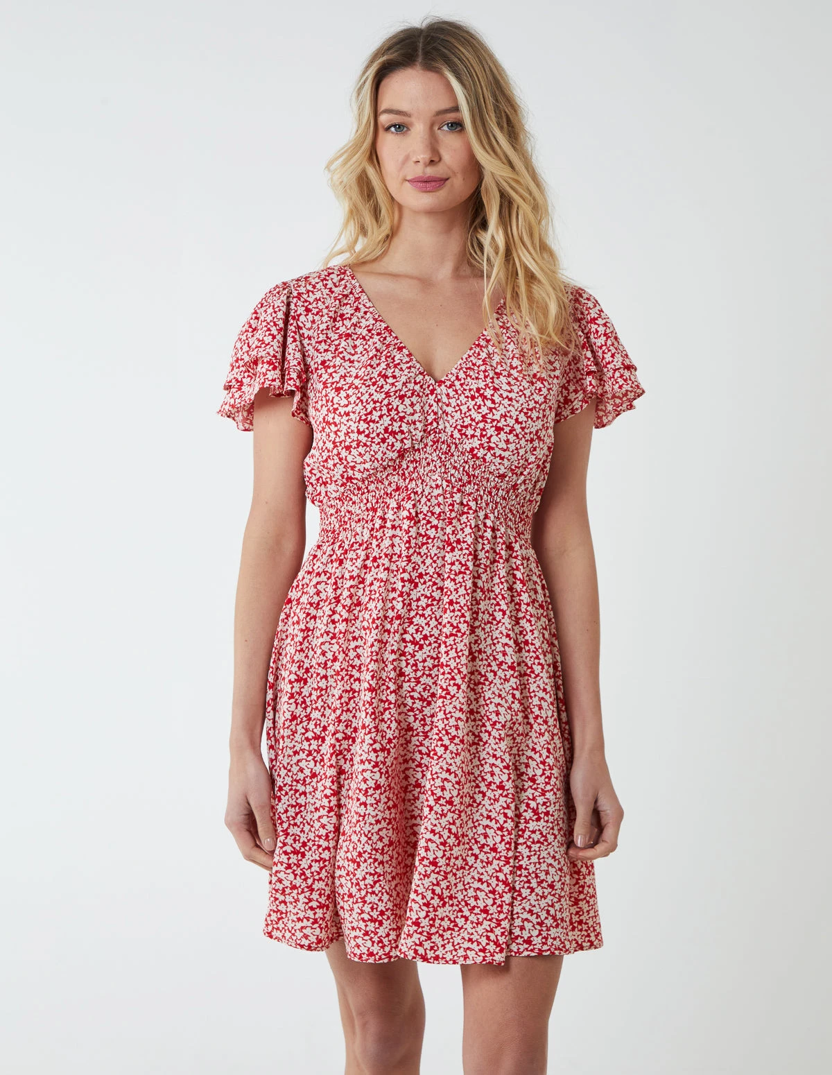 Double Ruffle Empire Shirred Mini Dress 4 Double Ruffle Empire Shirred Mini Dress - Image 2