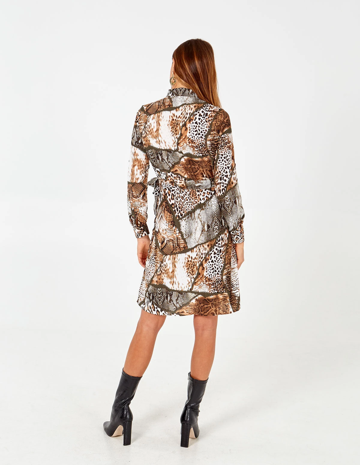 Tie Detail Button Front Brown Dress 7 Tie Detail Button Front Brown Dress - Image 5