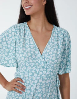 Angel Sleeves Wrap Midi Dress 9 Angel Sleeves Wrap Midi Dress -Moda Ulla Shop NL6919 MINT 6091