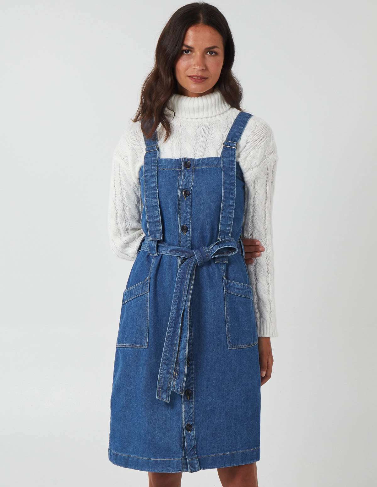 Button Front Pocket Denim Midi Dress 4 Button Front Pocket Denim Midi Dress - Image 2