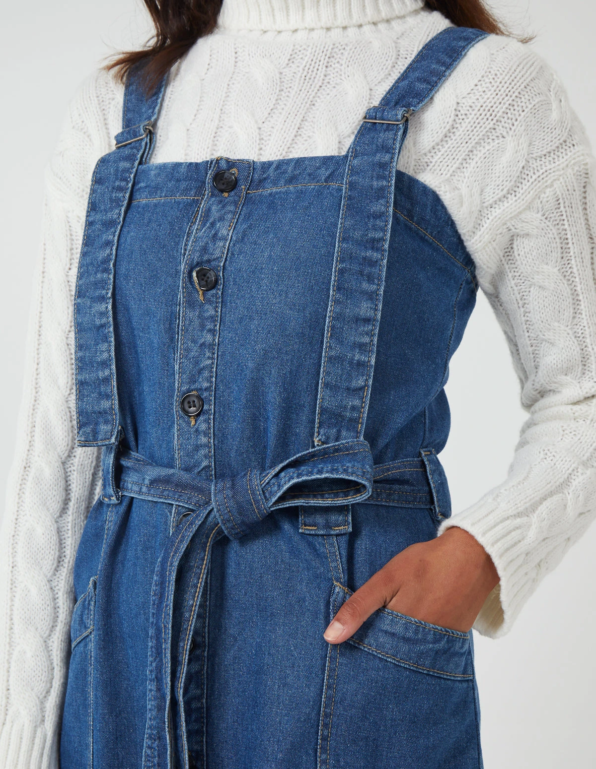 Button Front Pocket Denim Midi Dress 5 Button Front Pocket Denim Midi Dress - Image 3