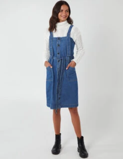 Button Front Pocket Denim Midi Dress 10 Button Front Pocket Denim Midi Dress -Moda Ulla Shop NL9821B1018 58088