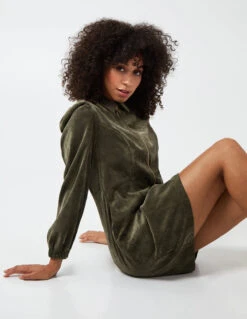 Long Sleeve Front Zip Cord Dress -Moda Ulla Shop NL9863BV056 58732