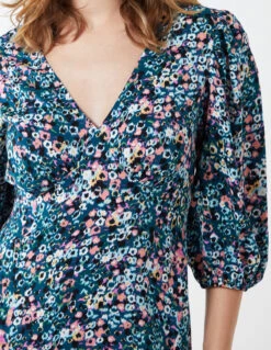 3/4 Puff Frill Sleeve Midi Dress -Moda Ulla Shop NL9867B0043 58748