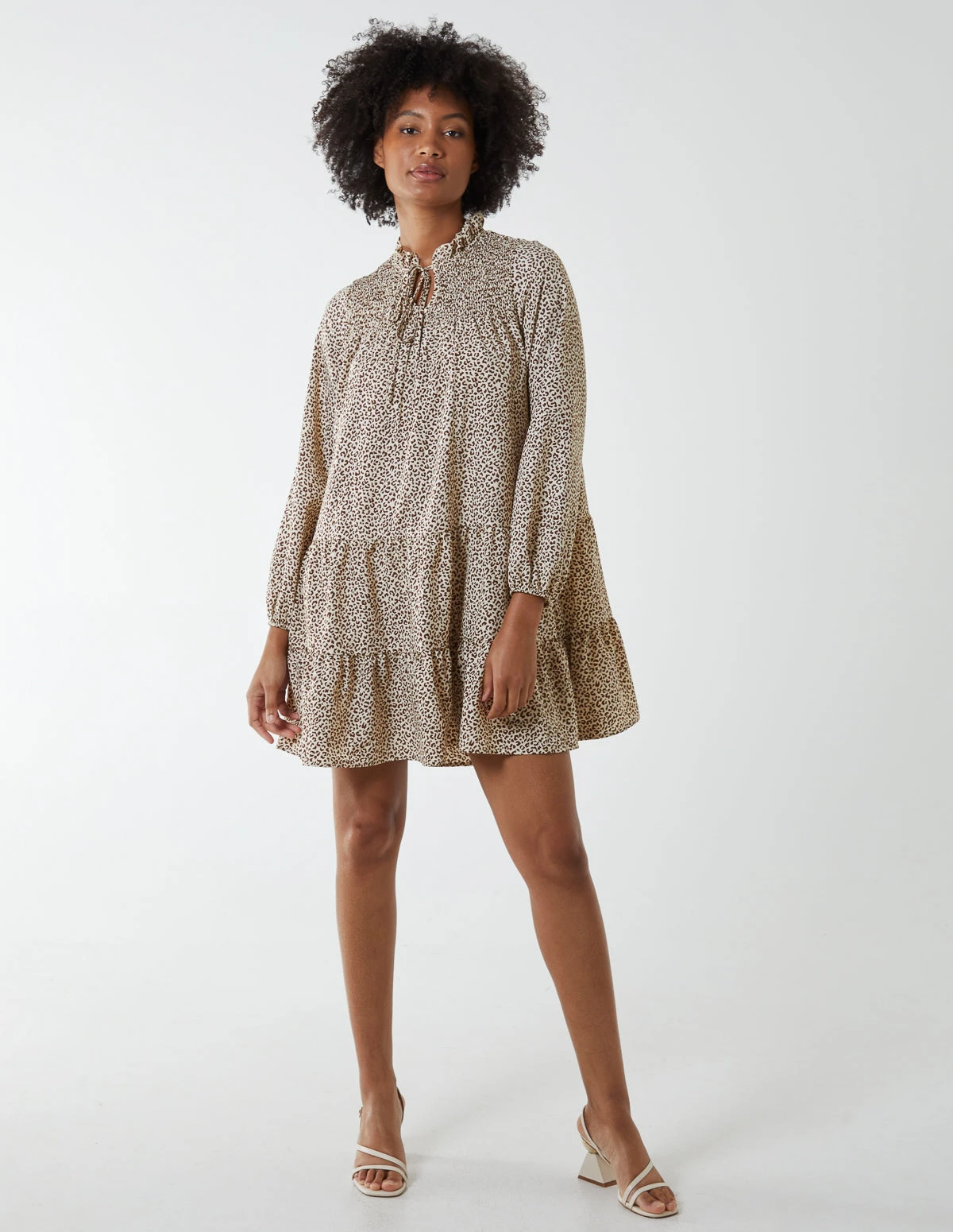 Shirred Cheetah Smock Dress 6 Shirred Cheetah Smock Dress - Image 4