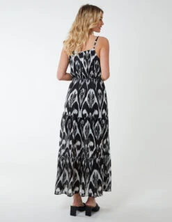 Brushed Print Wrap Dress -Moda Ulla Shop QED2756 BLACK 3691
