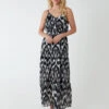 Brushed Print Wrap Dress -Moda Ulla Shop QED2756 BLACK 3699