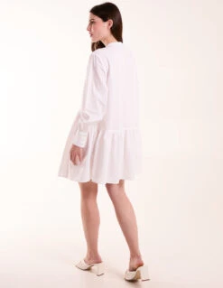 Tiered Shirt Mini Dress -Moda Ulla Shop S22086 WHITE 1292