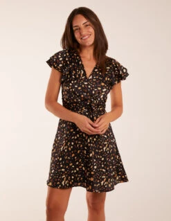 Wrap Mini Dress With Angel Sleeves