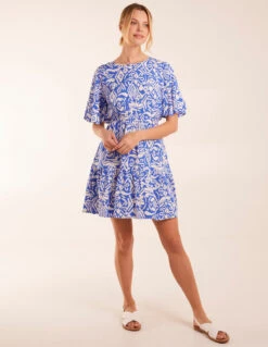 Crew Neck Aztec Tiered Mini Dress -Moda Ulla Shop S231747B002 131703