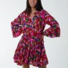 Tunic Tiered Smock Mini Dress 2 Tunic Tiered Smock Mini Dress -Moda Ulla Shop SS23234 PINKPATTERN 6880