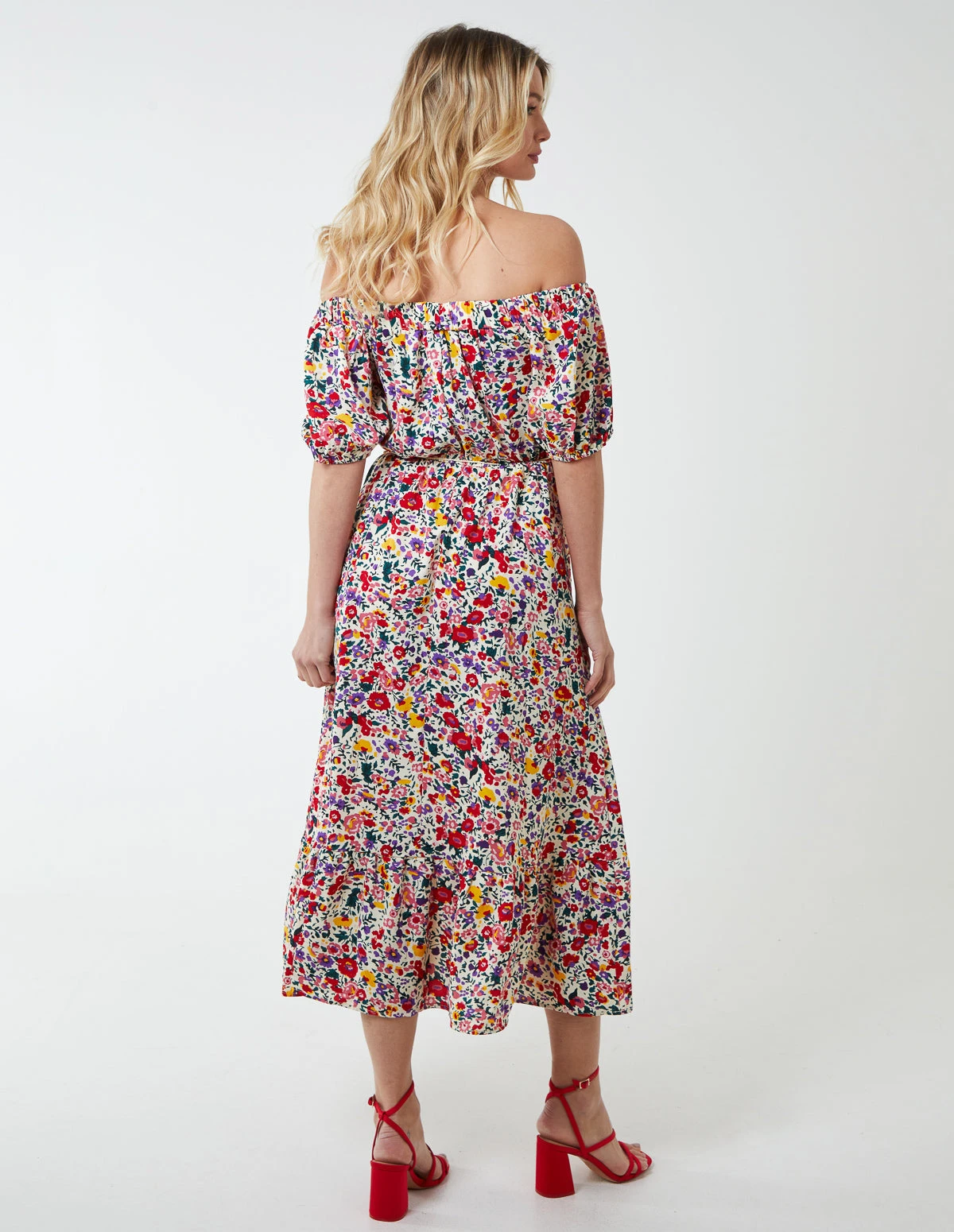 Bardot Midi Dress With Frill Hem 6 Bardot Midi Dress With Frill Hem - Image 4