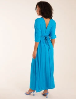 Rope Detail V Neck Maxi Dress -Moda Ulla Shop bv233939 turquoise8957