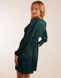 Long Sleeve V-Neck Mini Dress -Moda Ulla Shop bv234844 bottlegreen 38902 7003f4a5 b3b3 4704 a5a9 f3512e080f7f