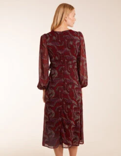 Frill Seam V Neck Midi Dress 9 Frill Seam V Neck Midi Dress -Moda Ulla Shop bv234861 red64857