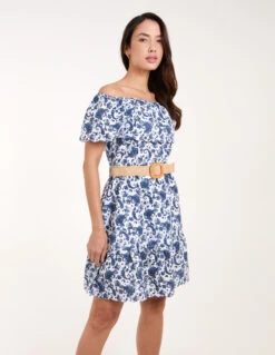 Bardot Broderie Mini Belted Dress -Moda Ulla Shop bv245834 navy 7118