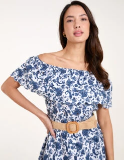 Bardot Broderie Mini Belted Dress -Moda Ulla Shop bv245834 navy 7136