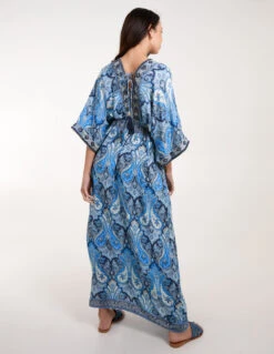 Embellished Kimono Maxi Dress -Moda Ulla Shop bv245840 blue 6732