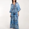 Embellished Kimono Maxi Dress -Moda Ulla Shop bv245840 blue 6743