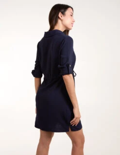 Shirt Dress With Adjustable Sleeves -Moda Ulla Shop bv245859 navy 7689