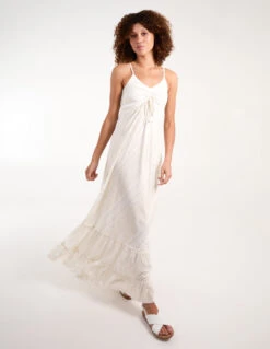 Gold Lurex Tie Front Maxi Dress