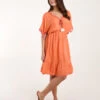 Tassel Detail V Neck Dress -Moda Ulla Shop bv245890 orange 7394