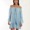 Lace Trim Tunic Dress -Moda Ulla Shop bv245922 denim 18048