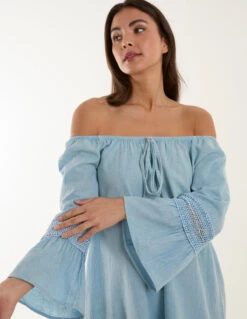 Lace Trim Tunic Dress -Moda Ulla Shop bv245922 denim 18076