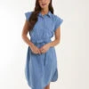 Button Front Shirt Dress 1 Button Front Shirt Dress -Moda Ulla Shop bv245926 middenim 17984