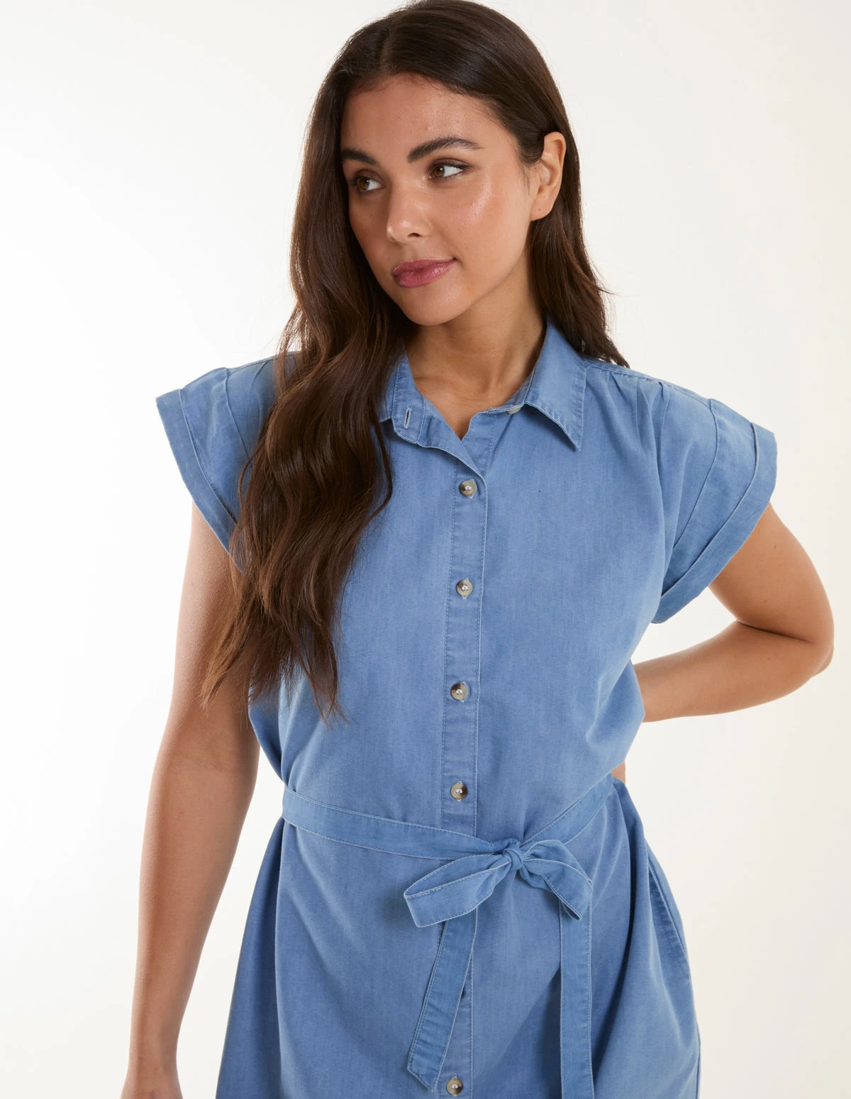 Button Front Shirt Dress 5 Button Front Shirt Dress - Image 3