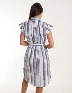 Stripe Button Front Shirt Dress -Moda Ulla Shop bv245928 whitepattern 17856