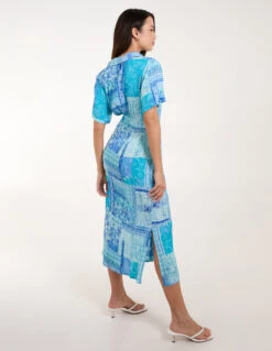 Button Through Shirt Dress -Moda Ulla Shop bv245942 blue 7454
