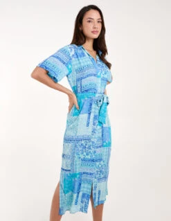 Button Through Shirt Dress -Moda Ulla Shop bv245942 blue 7462