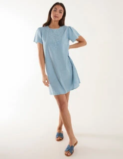 Embroidered Mini Dress -Moda Ulla Shop bv245945 lightdenim 18095