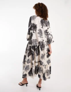 Broderie Smock V-Neck Dress -Moda Ulla Shop bv245948 charcoal 34449