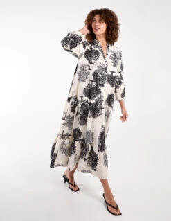 Broderie Smock V-Neck Dress