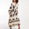 V Front Smock Maxi Dress -Moda Ulla Shop bv245949 beige 34521