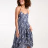 Navy Elephant Print Hanky Hem Dress -Moda Ulla Shop bv245964 blue 34825