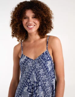 Navy Elephant Print Hanky Hem Dress -Moda Ulla Shop bv245964 blue 34836