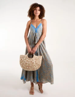 V Neck Draped Maxi Dress